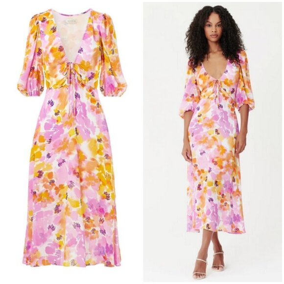 💕NICHOLAS THE LABEL💕 Danielle Dress ~ Bassett Floral Print US 2 NWT - Picture 1 of 14